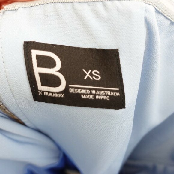 B x RUNAWAY Dress Baby Blue Bodycon Mini XS Sleeveless Stretch Sweetheart Fitted - Picture 4 of 12